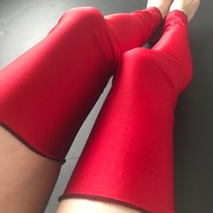 Red Spandex Leg Warmers Cosplay Costume Nylons Over the Knee Socks Thigh Highs